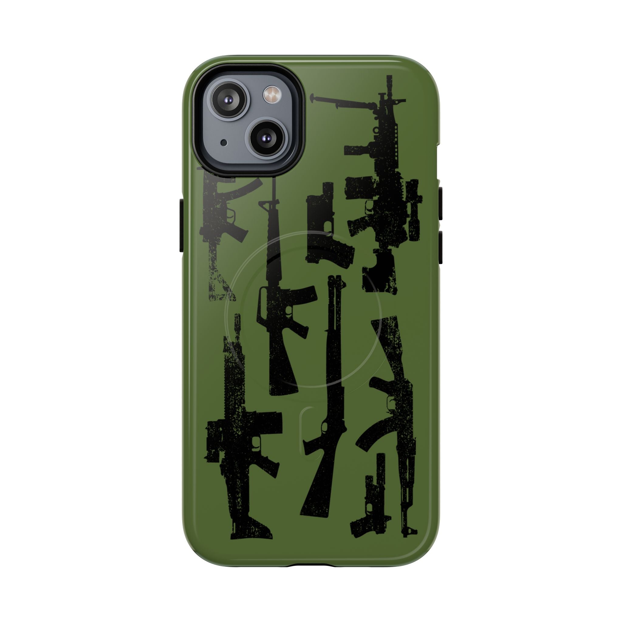 MagSafe Compatible GREEN 'Machine'-Gun iPhone Tough Case