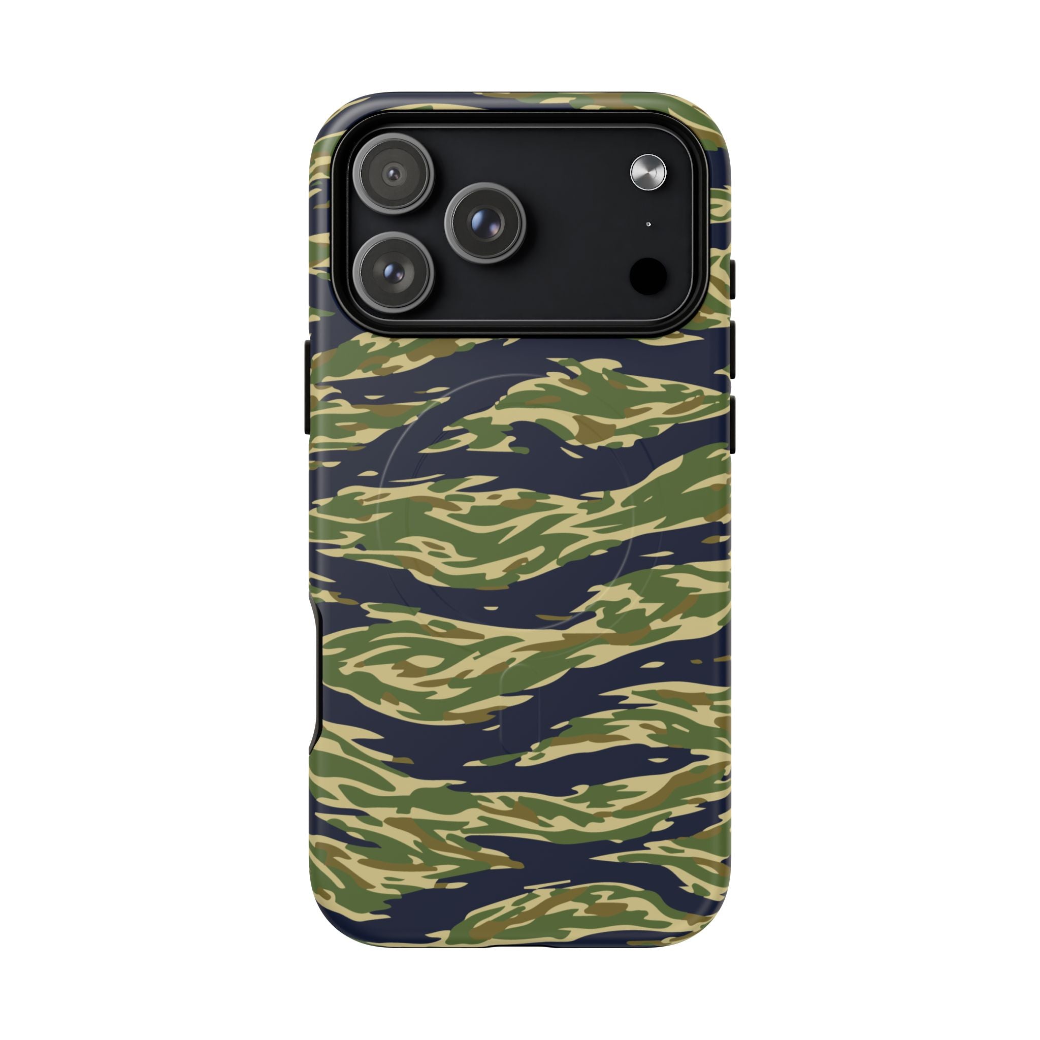 MagSafe® Compatible Tiger Stripe Camouflage iPhone Case – Matte Protective Military Camo Cover