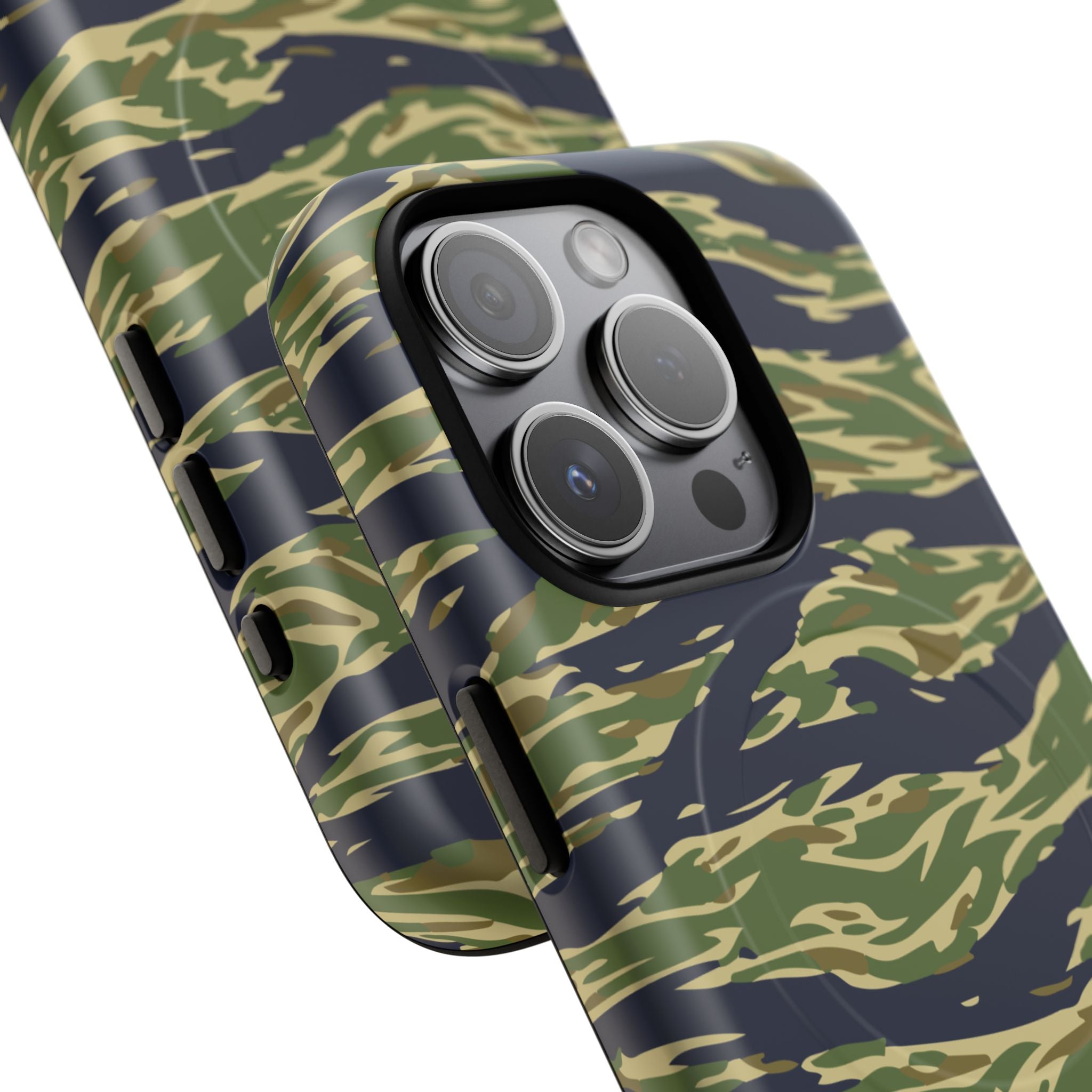 MagSafe® Compatible Tiger Stripe Camouflage iPhone Case – Matte Protective Military Camo Cover