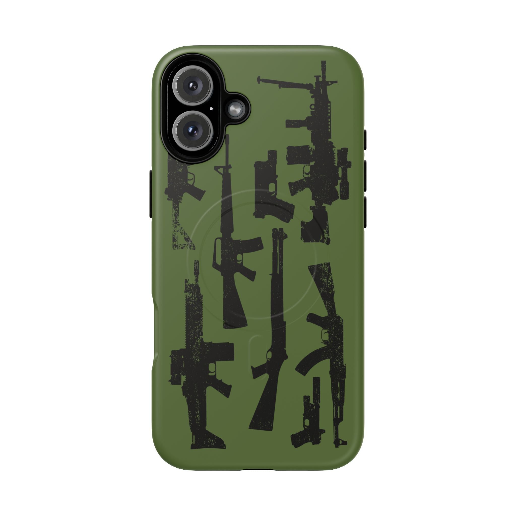 MagSafe Compatible GREEN 'Machine'-Gun iPhone Tough Case