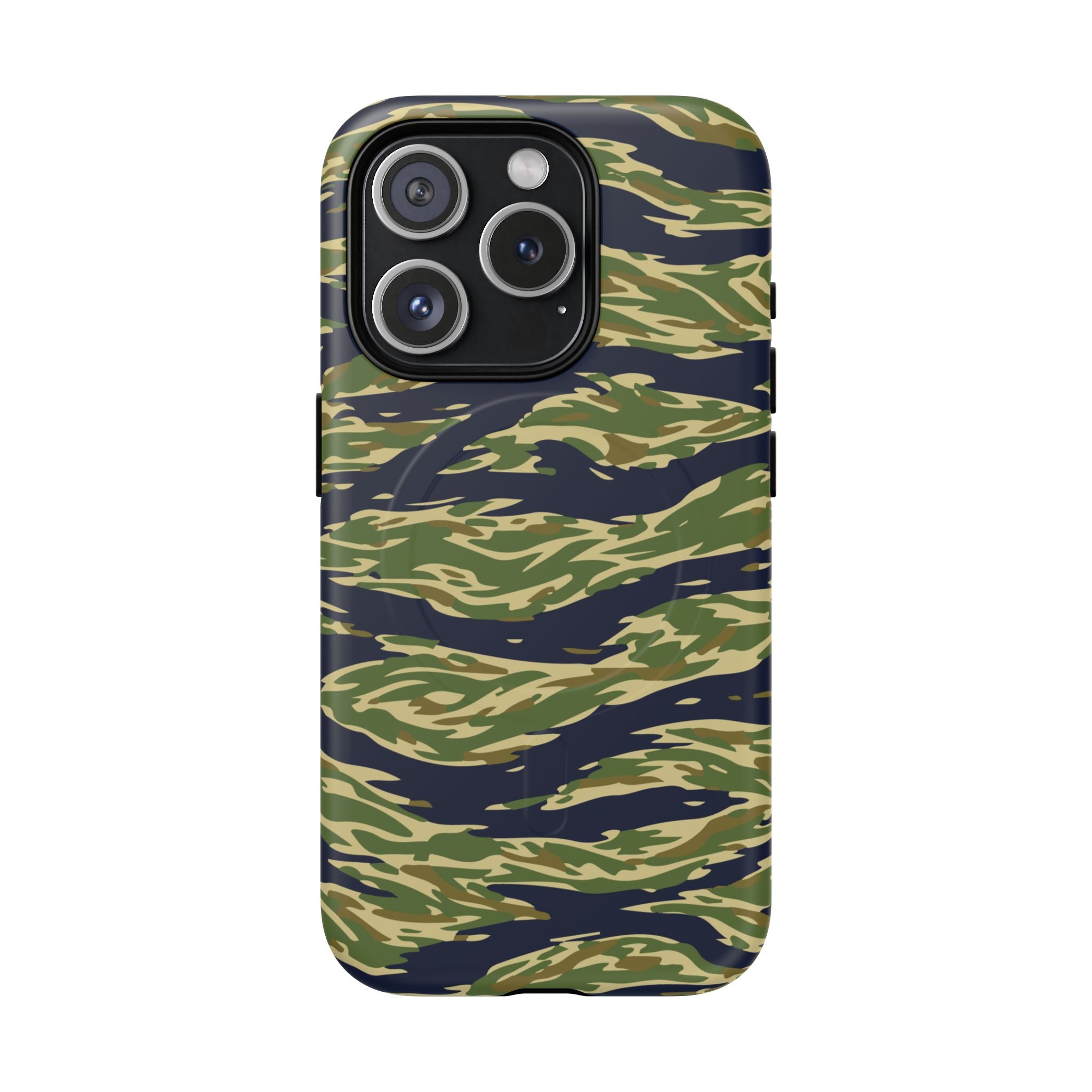 MagSafe® Compatible Tiger Stripe Camouflage iPhone Case – Matte Protective Military Camo Cover