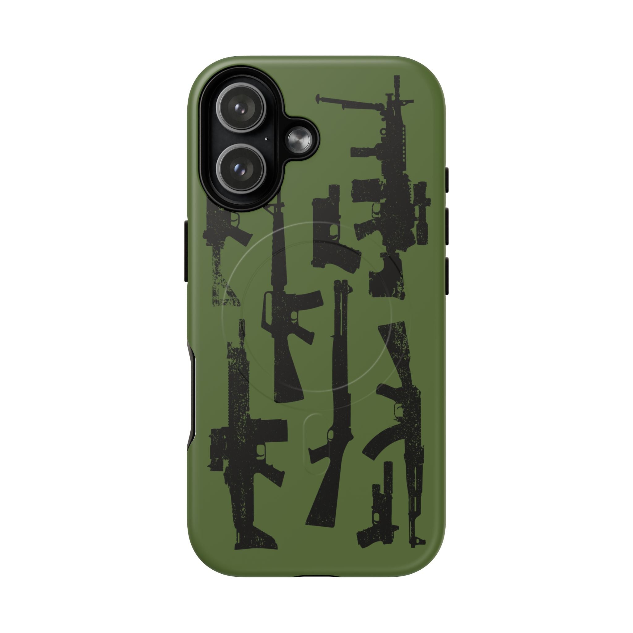 MagSafe Compatible GREEN 'Machine'-Gun iPhone Tough Case