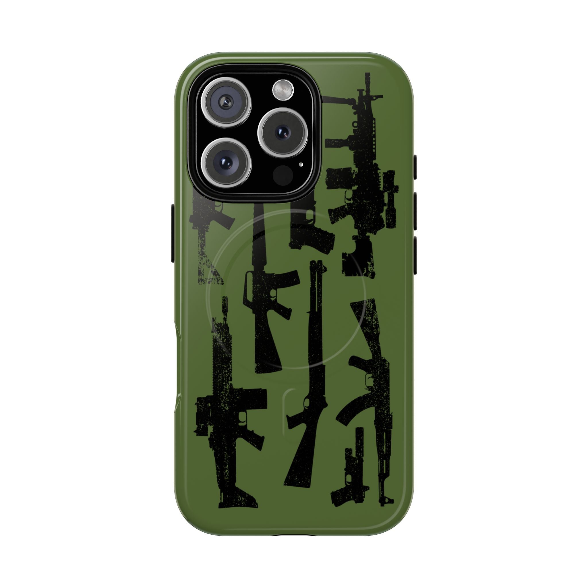 MagSafe Compatible GREEN 'Machine'-Gun iPhone Tough Case