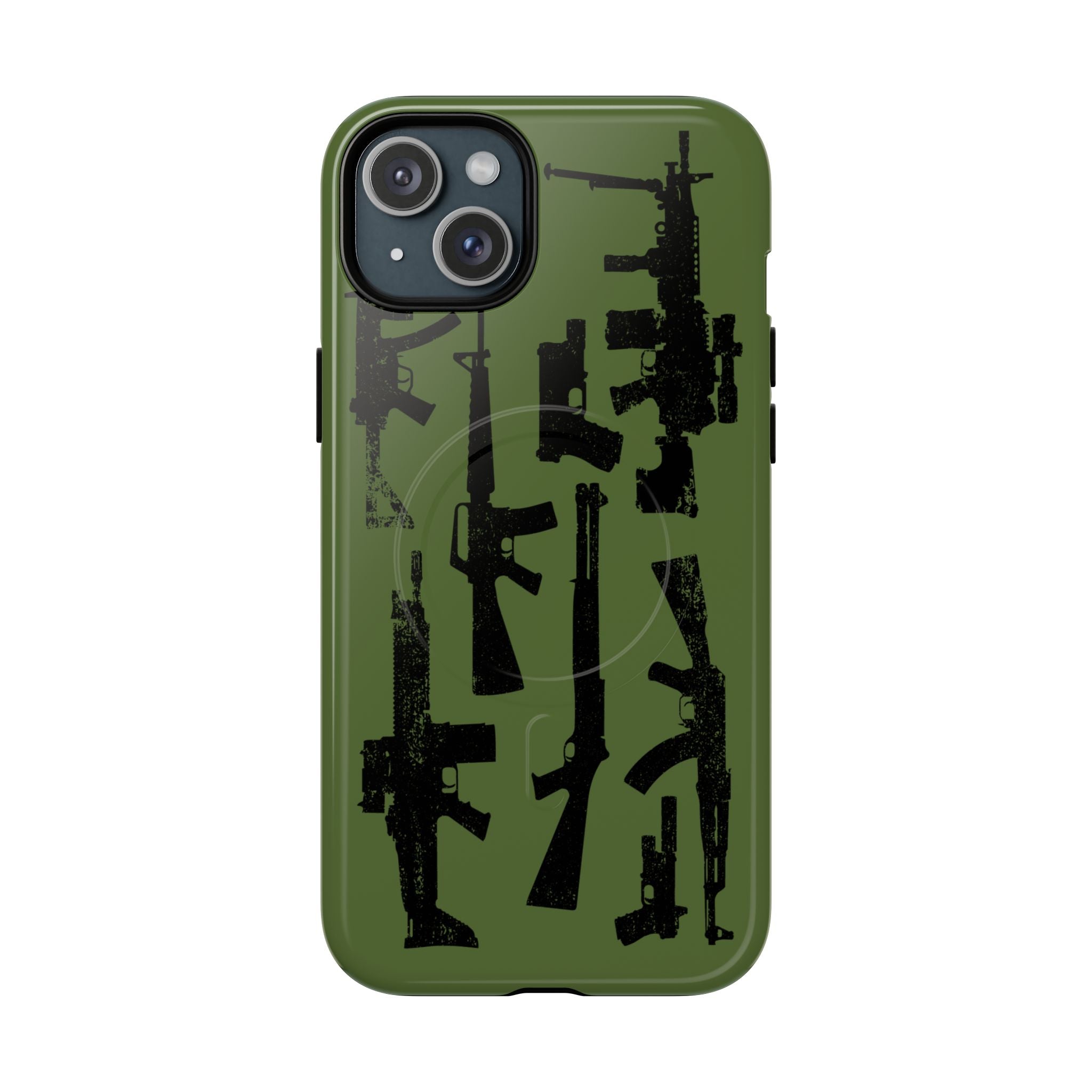 MagSafe Compatible GREEN 'Machine'-Gun iPhone Tough Case