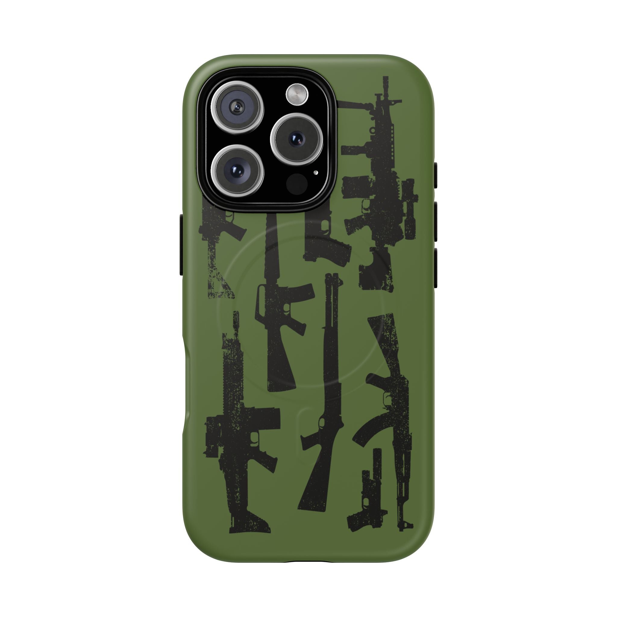 MagSafe Compatible GREEN 'Machine'-Gun iPhone Tough Case