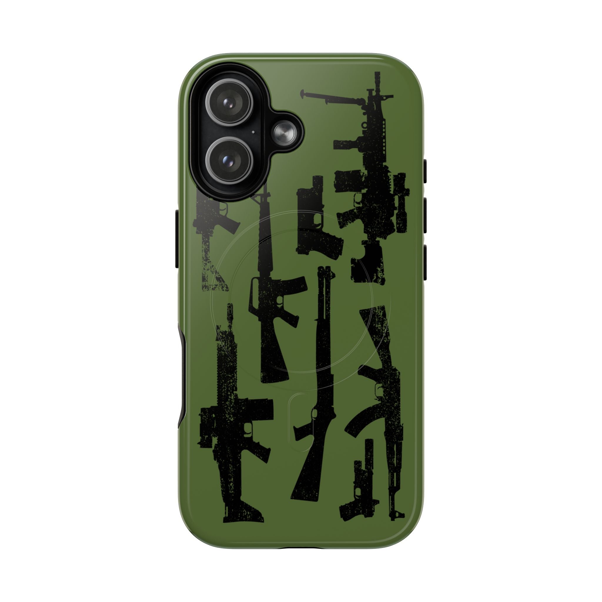 MagSafe Compatible GREEN 'Machine'-Gun iPhone Tough Case
