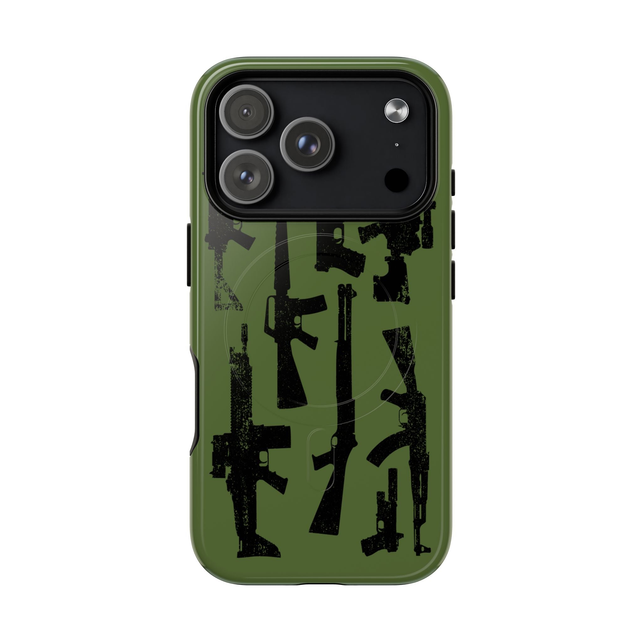MagSafe Compatible GREEN 'Machine'-Gun iPhone Tough Case