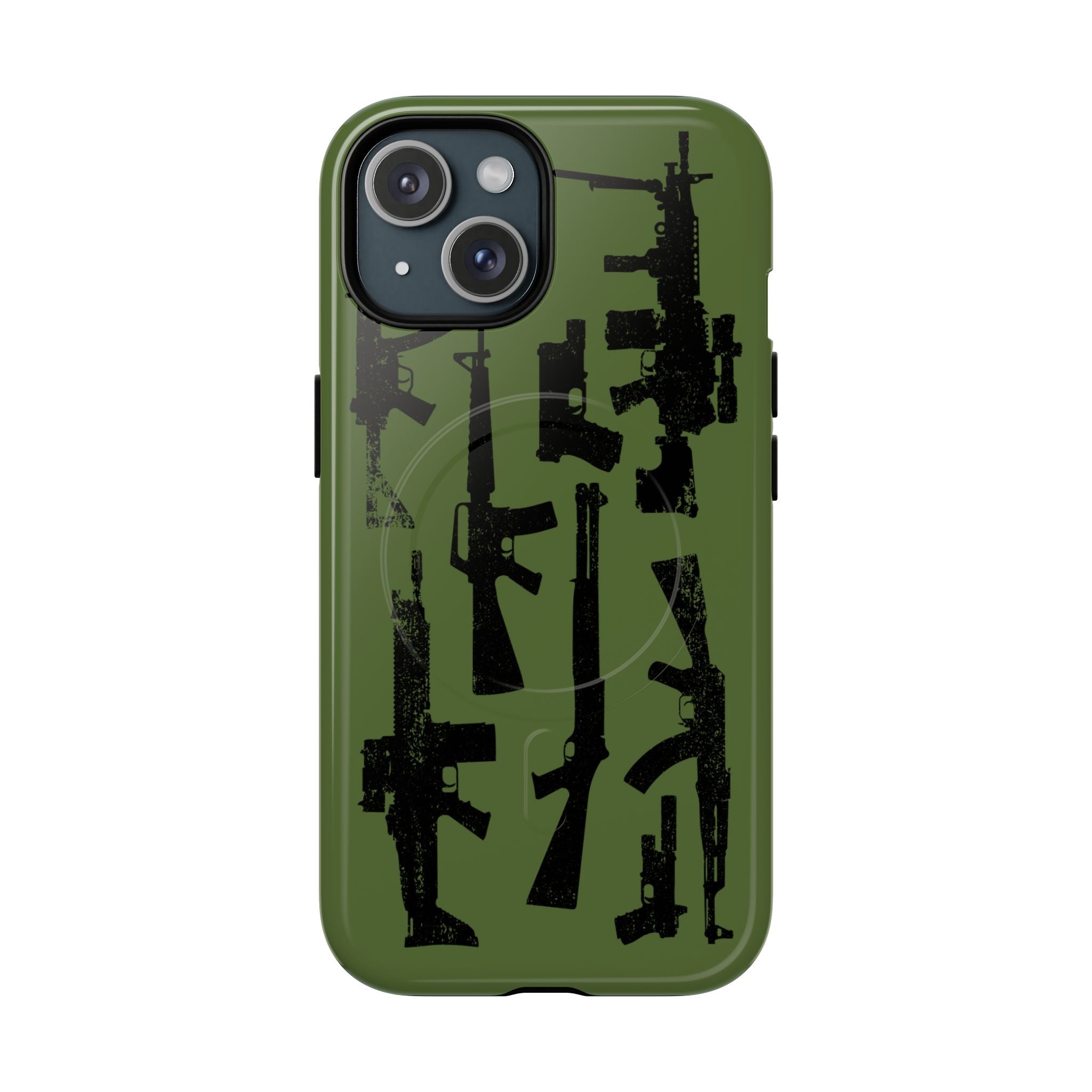 MagSafe Compatible GREEN 'Machine'-Gun iPhone Tough Case