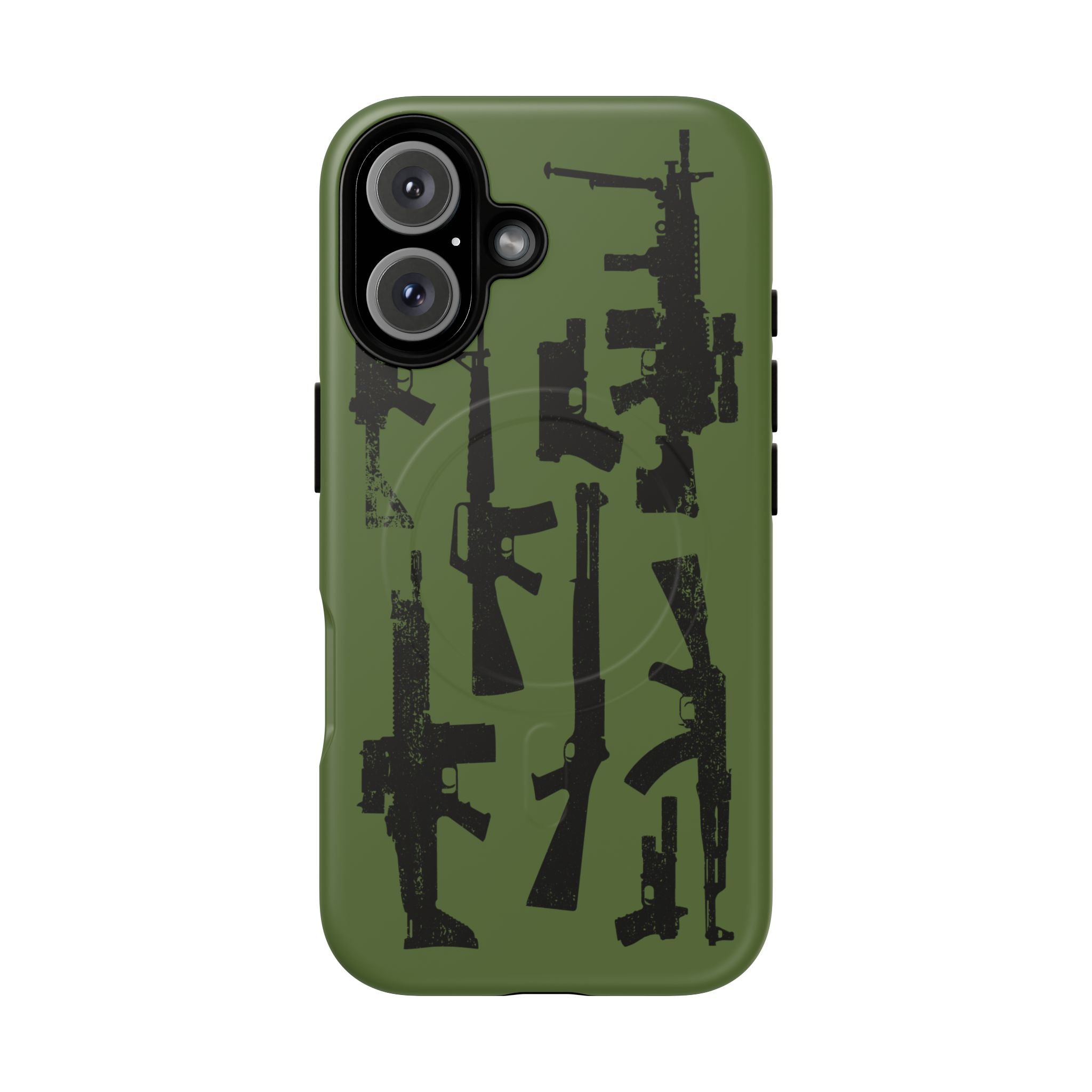 MagSafe Compatible GREEN 'Machine'-Gun iPhone Tough Case