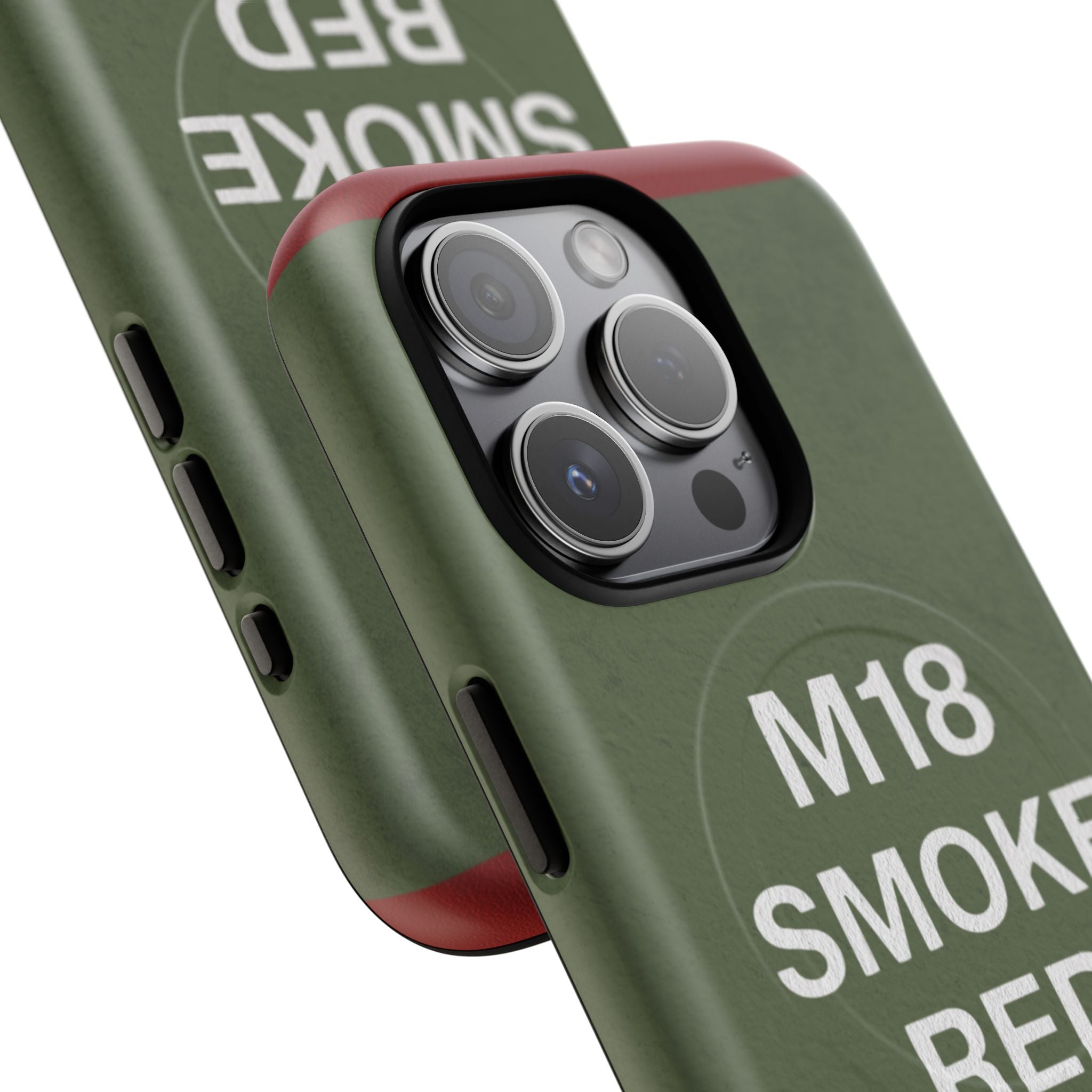 MagSafe® Compatible M18 Smoke Red Tough Phone Case — Military Green Protective Cover