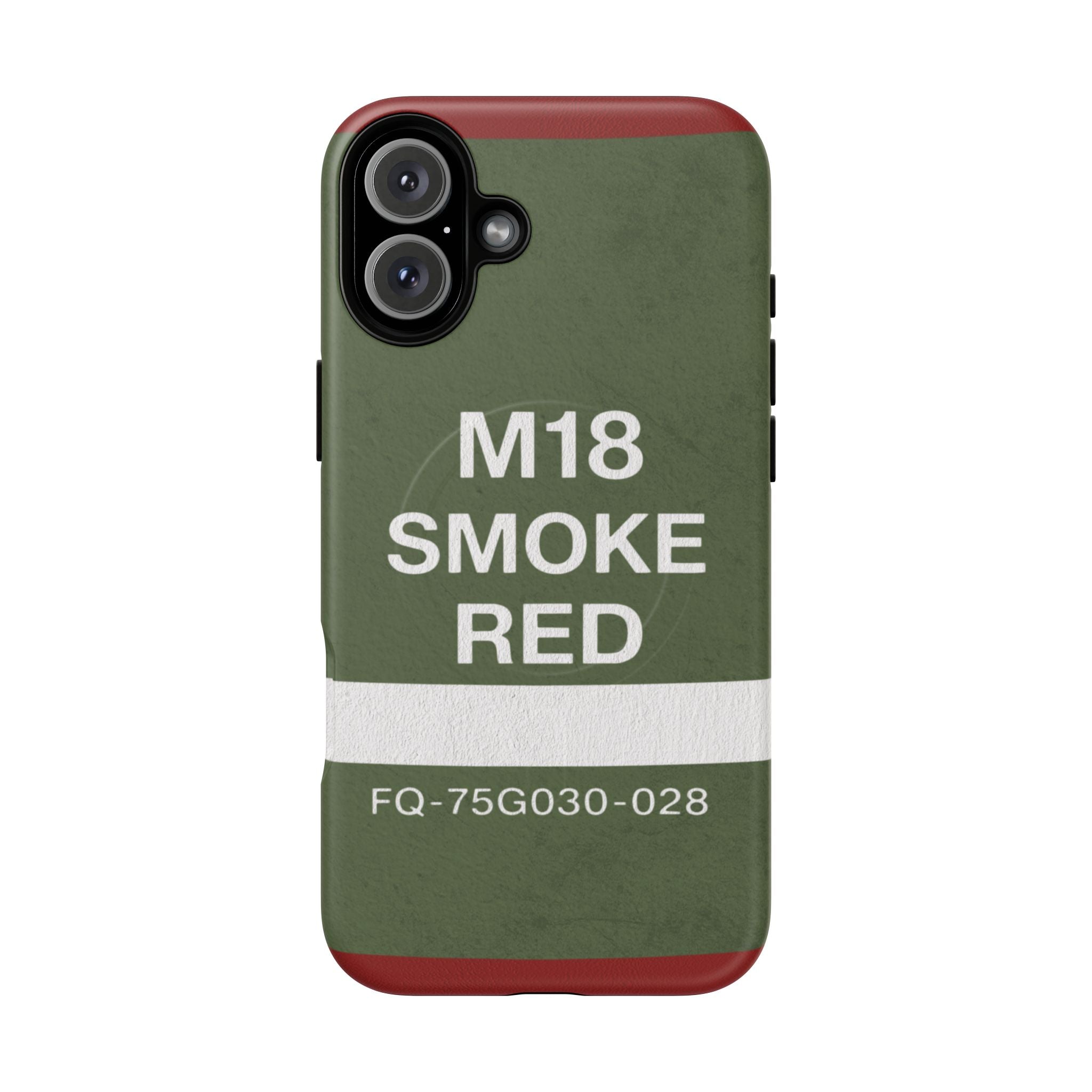 MagSafe® Compatible M18 Smoke Red Tough Phone Case — Military Green Protective Cover