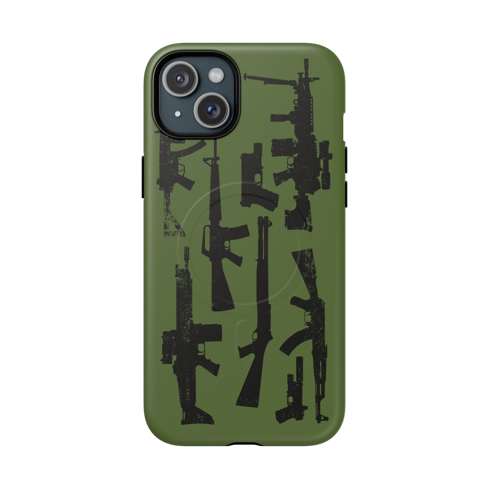 MagSafe Compatible GREEN 'Machine'-Gun iPhone Tough Case